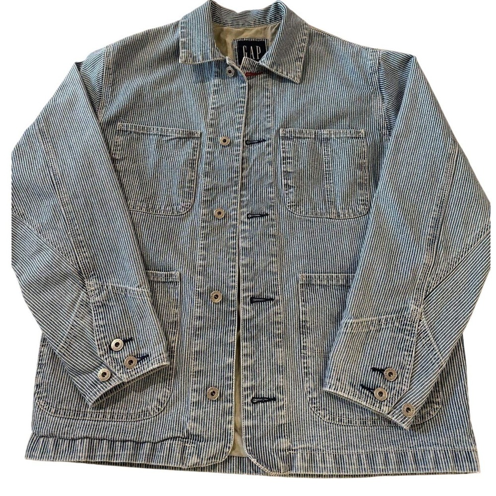 GAP Industrial Standard Hickory Stripe Chore Coat Men's Small Workwear Jacket S